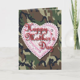 Lacy Heart for Military Mama on Mother's Day Karte