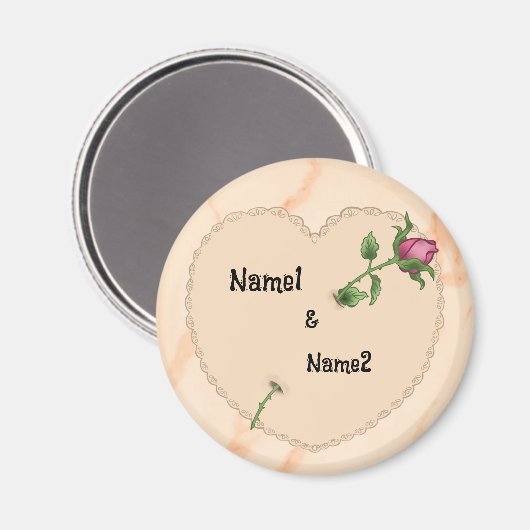 Lacy Heart Rose Magnet (Vorderseite/Rückseite)