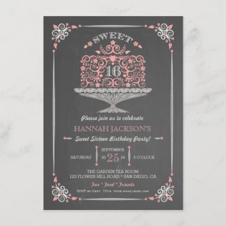 Lacy Kuchen-Einladung Tafel-16. Geburtstag Einladung