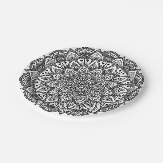 Lacy Mandala-Papier-Teller Pappteller (Schrägansicht)