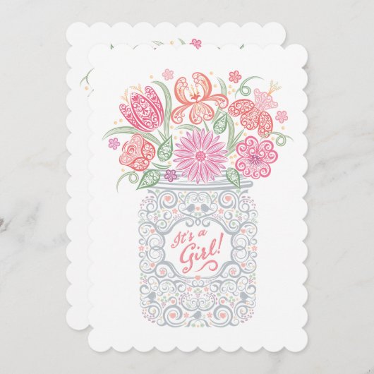 Lacy Mason Jar Babydusche Es ist eine Einladung fü (Vorne/Hinten)