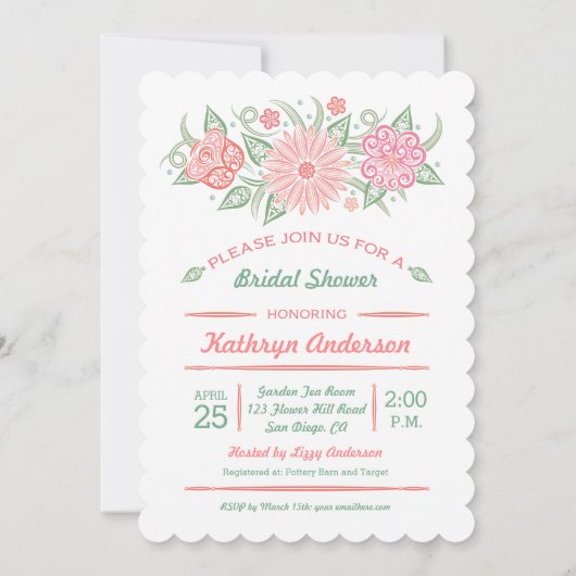 Lacy Mason Jar Bridal Dusche Einladung (Rückseite)