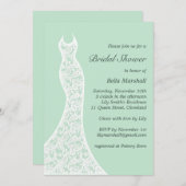 Lacy Mint Bridal Dusche Einladung (Vorne/Hinten)