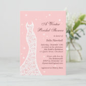 Lacy Pink Winter Bridal Dusche Einladung (Stehend Vorderseite)