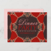 Lacy Red Batik Dinner Party Einladung Postkarte (Vorne/Hinten)