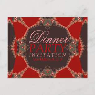 Lacy Red Batik Dinner Party Einladung Postkarte