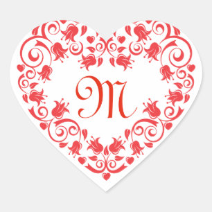 Lacy Red Blume Heft Monogram Sticker