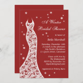 Lacy Red Winter Bridal Dusche Einladung (Vorne/Hinten)
