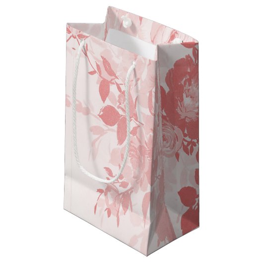 Lacy rosa Blume Kleine Geschenktüte (Vorderseite Schrägansicht)