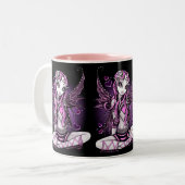 Lacy rosa feenhafte Valentinstag-Tasse Zweifarbige Tasse (Vorderseite Links)