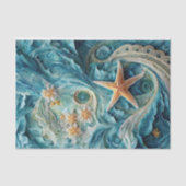 Lacy SeaStars, Ocean Waves & Starfish Seidenpapier (Vorderseite)