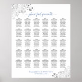Lacy Silver & Blue 30 Table Wedding Seating Chart Poster (Vorne)
