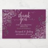 Lacy Silver Cassis Lila Wedding Danke Mini Alkoholflaschenetikett (Einzelnes Label)