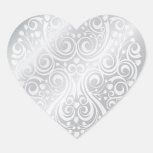 Lacy Silver Heart Sticker