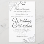 Lacy Silver & White BUDGET Hochzeit einladen Groß (Vorderseite)