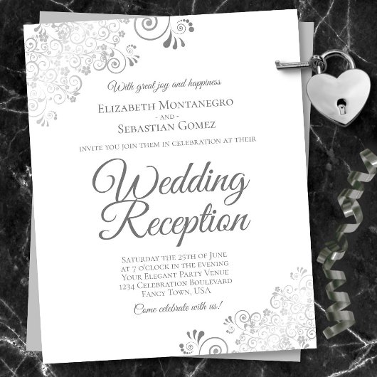 Lacy Silver White Wedeption Reception BUDGET laden