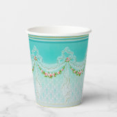 Lacy Swags Bow Know Knots Rose Garlands Blumenhoch Pappbecher (Rückseite)