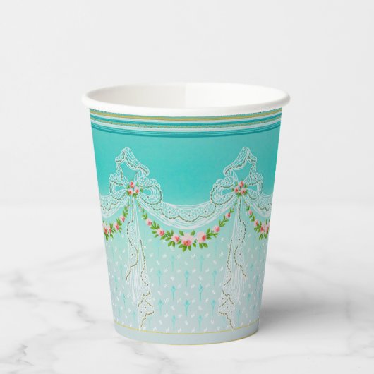 Lacy Swags Bow Know Knots Rose Garlands Blumenhoch Pappbecher (Links)