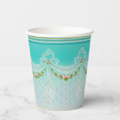 Lacy Swags Bow Know Knots Rose Garlands Blumenhoch Pappbecher (Vorderseite)