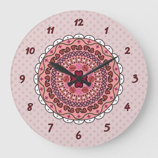 Lacy Valentine's Day Clock Große Wanduhr (Vorderseite)