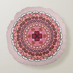 Lacy Valentine's Day Round Pillow Rundes Kissen