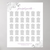 Lacy White Lavender 30 Table Wedding Seating Chart Poster (Vorne)