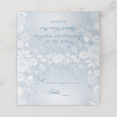 Lacy White Snowflakes auf Silver Blue Platzkarte (Außenseite Aufgefaltet)