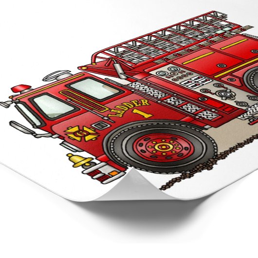 Ladder Fire Truck Poster (Ecke)