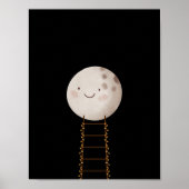 Ladder mit Fairy Lights zum Mond-Kinderzimmer Poster (Vorne)