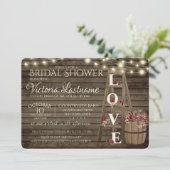 Ladder Wine Barrel und Rose Rustikales Brautparty Einladung (Stehend Vorderseite)