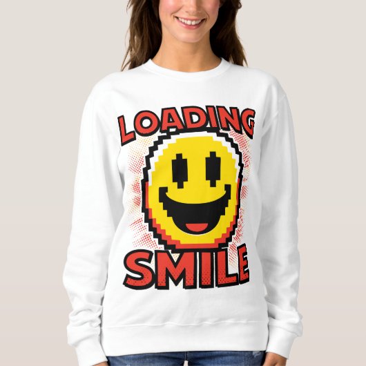 Lade Smile – Retro Pixel Art 8-Bit Smiley Gesicht Sweatshirt (Vorderseite)