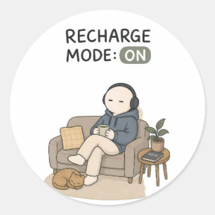 Ladegerät-Modus Ein Lustiger Introvertierter-Meme Runder Aufkleber