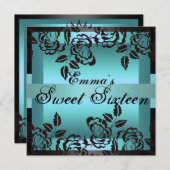 Laden blauer eleganter Geburtstag der Einladung (Vorne/Hinten)