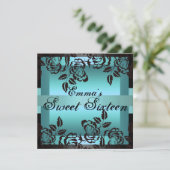 Laden blauer eleganter Geburtstag der Einladung (Stehend Vorderseite)