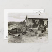 Laden eines Rasenmähers - 1940. Postkarte (Vorne/Hinten)