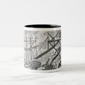 Laden-Kohle auf Frachtschiffen Zweifarbige Tasse (Mittel)