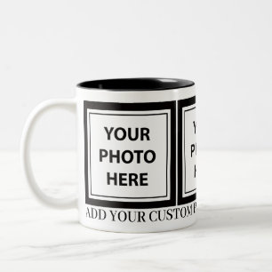 Laden Sie 3 Fotos hoch und fügen Sie Text hinzu -  Zweifarbige Tasse