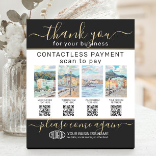 Laden Sie 4 Produktbilder, QR-Codes und Firmenlogo Sockelschild