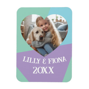 Laden Sie benutzerdefiniertes Herz-Foto und Namens Magnet