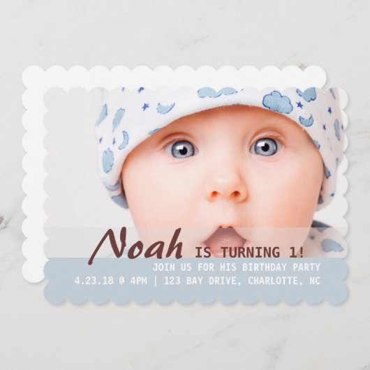 Laden Sie - das Drehen 1 ein! Einladung (Vorne/Hinten)