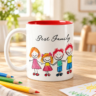 Laden Sie die Zeichnung Ihres Kindes hoch Indivi Zweifarbige Tasse