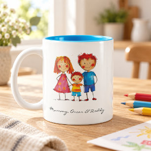 Laden Sie die Zeichnung Ihres Kindes hoch Indivi Zweifarbige Tasse