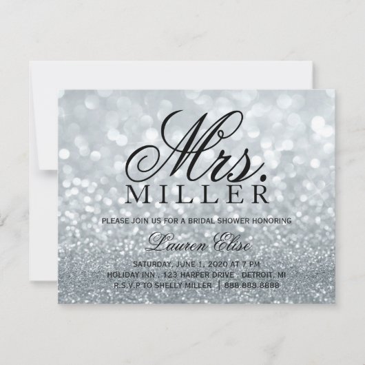 Laden Sie - Glit Fab Frau Brautparty 2 Silv ein Einladung (Vorderseite)