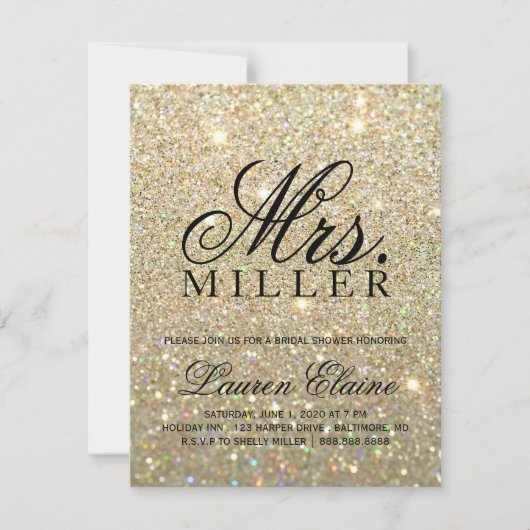 Laden Sie - GoldGlit Fab Frau Brautparty 3 ein Einladung (Vorderseite)