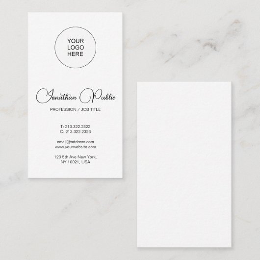 Laden Sie Ihr eigenes Logo hier vertikal hoch Visitenkarte (Vorne/Hinten)