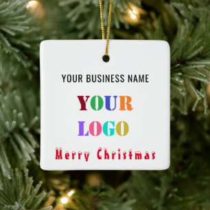 Laden Sie Ihr Firmenlogo-Text-Weihnachtsbaumanhäng Keramikornament