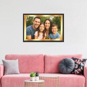 Laden Sie Ihr Foto auf goldenem Hintergrund hoch Leinwanddruck