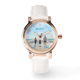 Laden Sie Ihr Foto hoch. Personalisierter Text für Armbanduhr