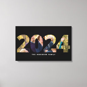 Laden Sie Ihr Foto in Neujahr 2024 hoch Leinwanddruck