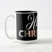 Laden Sie Ihr Foto in Text glücklich Weihnachten h Zweifarbige Tasse (Links)